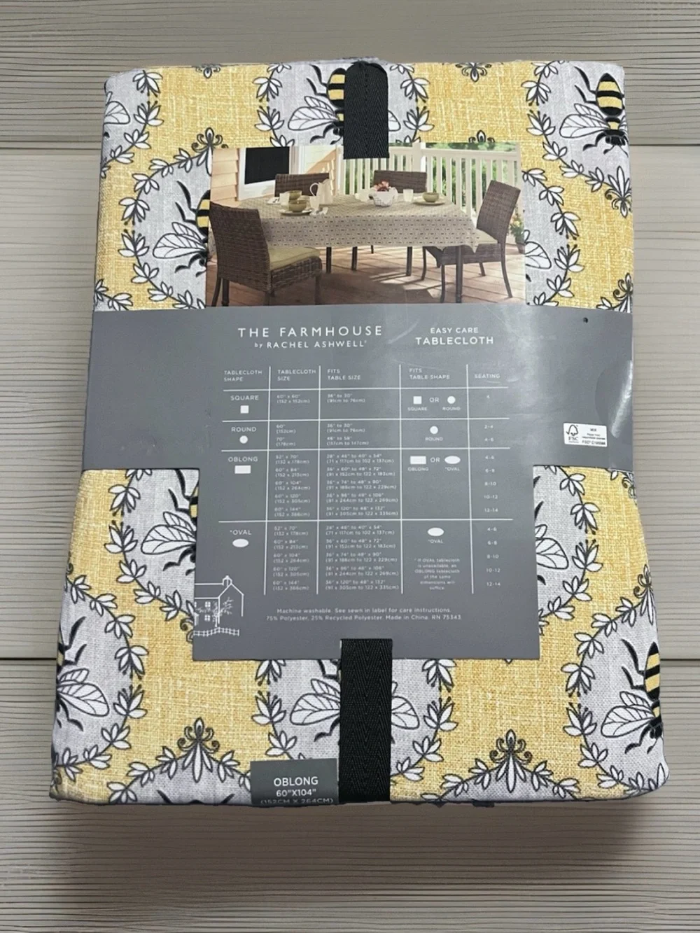 The Farmhouse By Rachel Ashwell Bumblebee Tablecloth 60”x104” Oblong No Fade